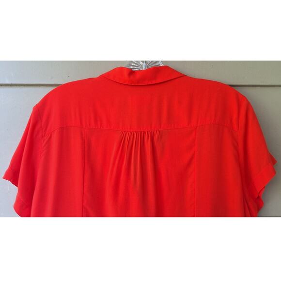 Maeve by Anthropology Front Tie Button Down Blouse Top Shirt Red Size 8 M Rayon - Picture 7 of 10